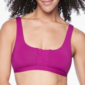 Athleta Bikini Top NWT XL Vibrant Fuchsia Adriata Wireless UPF 50+‎ Scoop Neck
